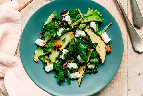 Salade aux poires et au chèvre, le gmariage gourmand