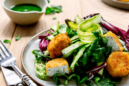 Salade d’asperges aux chèvres panés