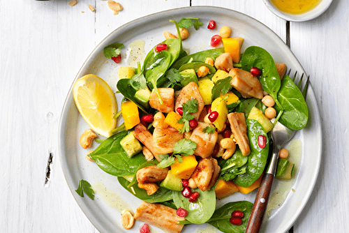 Salade d’épinards, fruits et pois chiches