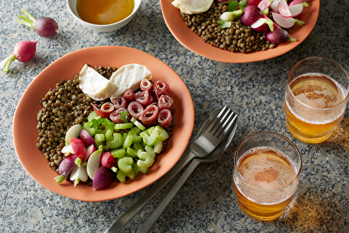 Salade de lentilles et vinaigrette au cidre