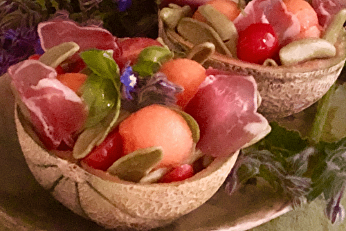 Salade de melon à l’italienne à la liqueur de melon