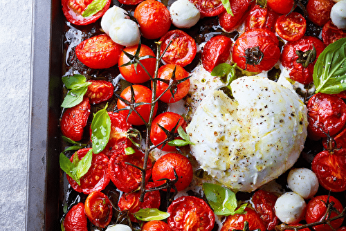 Salade de tomates rôties à a mozzarella