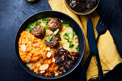 Snack Bowl aux keftas de boeuf et houmous de poivron