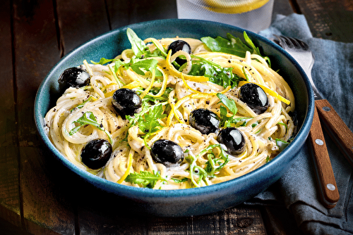 Spaghetti à la crème d’olives noires Hojiblanca