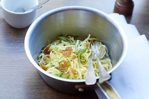 Spaghettis de pommes de terre à la poutargue