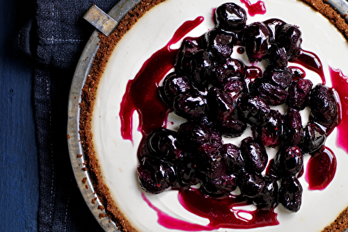 Tarte au yaourt et compotée de raisin