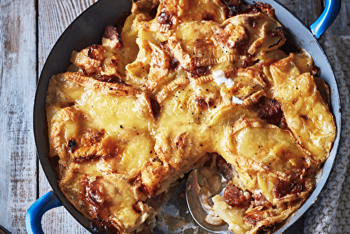 Tartiflette aux maroilles et saucisses fumées