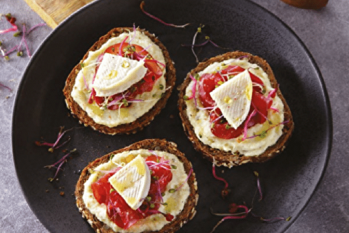 Tartinade artichaut, Cabécou du Périgord et Bresaola