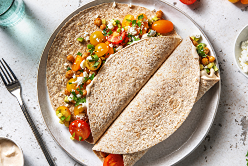 Tortillas aux pois chiches grillés et à la feta