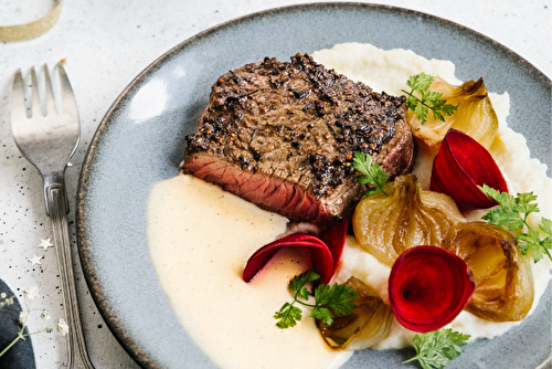 Tournedos au poivre et à la crème & foie gras Isigny Sainte-Mère