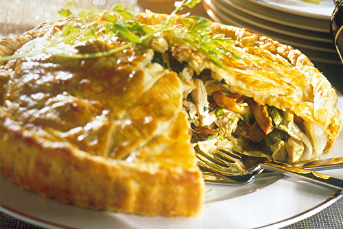 Tourte de pintade aux girolles