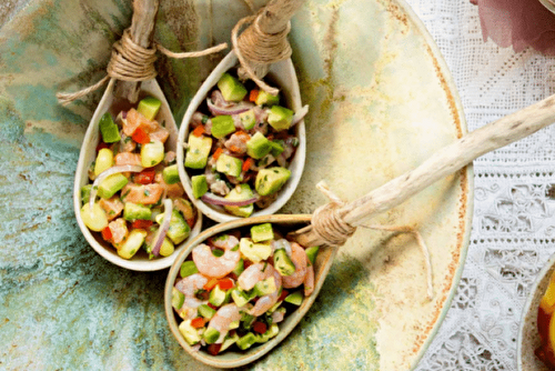 Trio de ceviches de thon, de crevettes et de saumon