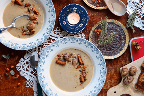 Velouté de pois chiches aux marrons et pains d’épices