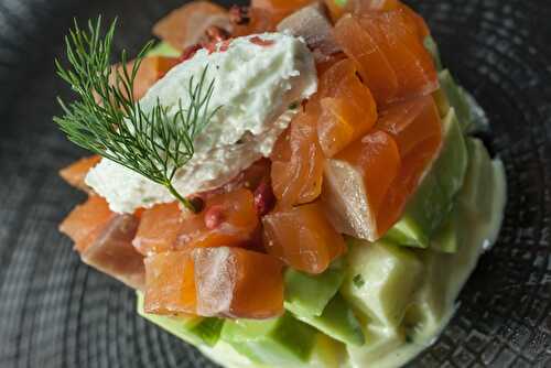 Verrine norvégienne à l’avocat et saumon mariné gravlax de David Blanco