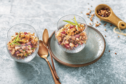 Verrines de saumon au quinoa rouge