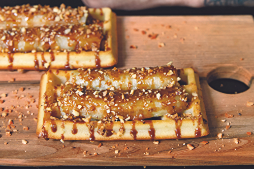 Gaufres aux bananes rôties