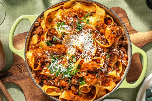 Ragù alla bolognese et pappardelle au parmesan