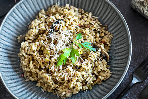 Risotto aux cèpes et aux poireaux