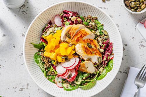 Salade de lentilles à la mangue et au poulet