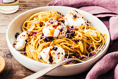 Spaghettis caramélisés au balsamique