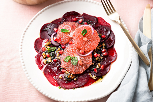 Carpaccio de betteraves au pamplemousse de Floride