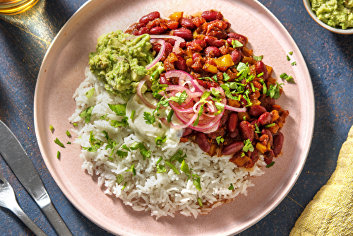 Chili sin carne et guacamole maison