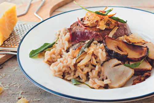 Risotto au foie de veau et bolets au Sbrinz AOP