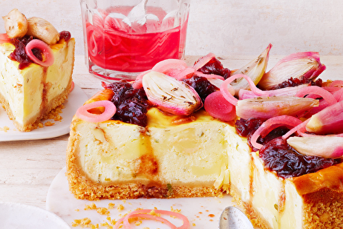 Cheesecake au Livarot et aux oignons
