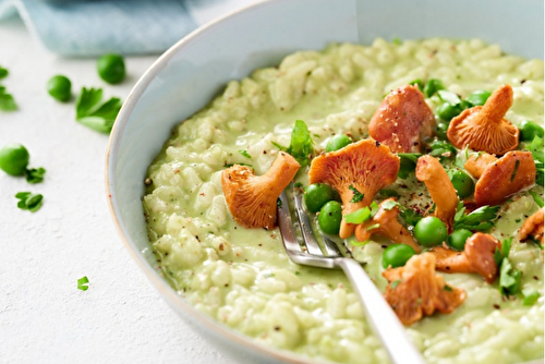 Risotto aux petits pois et girolles