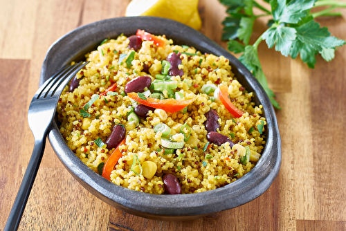 Salade aux quinoa parfumé et haricots rouges