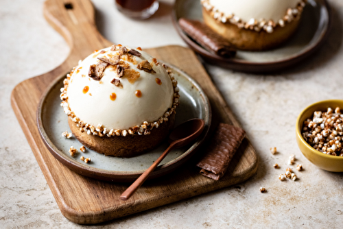 Tartelettes sarrasin, crêpes dentelle Gavottes chocolat au lait et pommes flambées au whisky breton