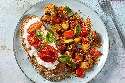 Bruschetta burrata et tomates confites