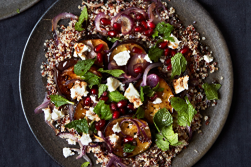 Salade de quinoa d’Anjou, aubergines et chèvre