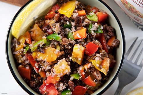 Taboulé de quinoa et lentilles aux poivrons