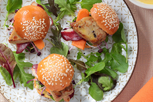 Mini burgers de foie gras poêlé et magret fumé