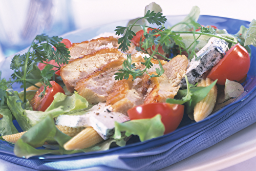 Salade de suprêmes de pintade grillés au gros sel