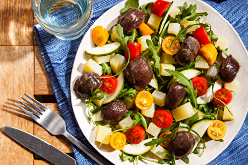 Salade multicolore aux gésiers confits