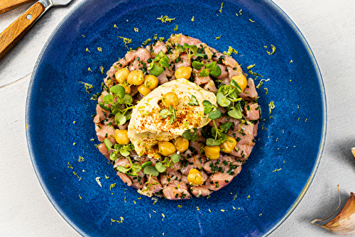 Tartare de veau au houmous léger