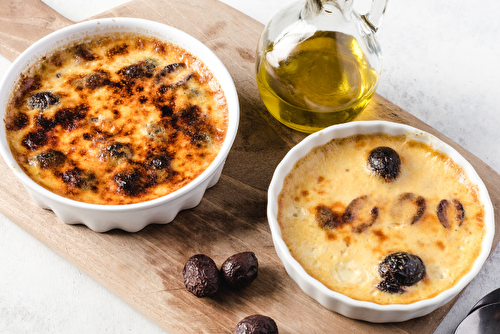 Crème brûlée salée aux olives et huile d’olive de Nice AOP