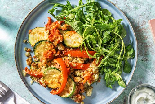 Crumble de courgettes et poivrons au pecorino