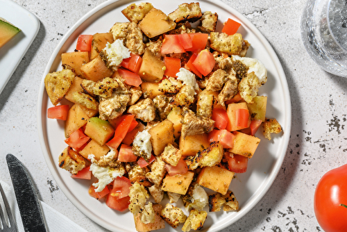 Salade de melon au poulet et fior di latte