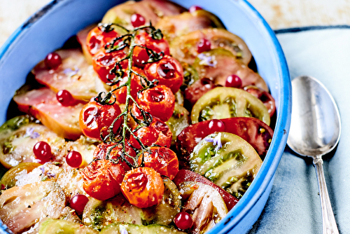 Salade de tomates cuites et crues