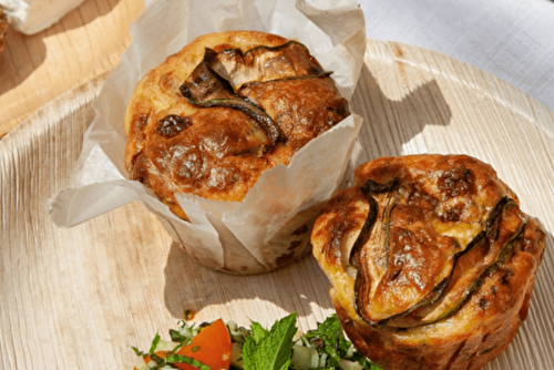 Muffins salés au jambon, courgettes et fromage de chèvre