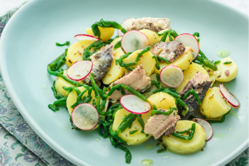 Salade fraîcheur de sardines et salicornes aux pommes de terre