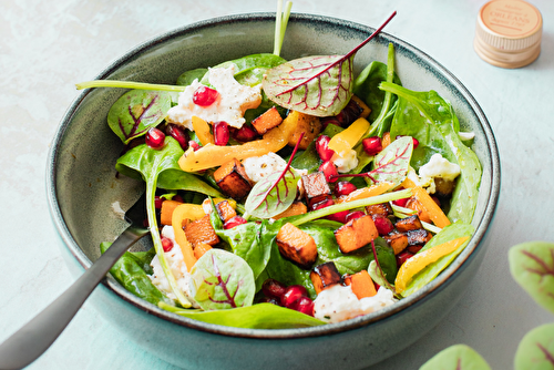 Salade sucrée-salée au vinaigre de vin rouge élevé en fût de chêne