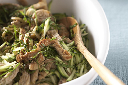 Salade d’émincé de veau aux courgettes et à la menthe fraîche