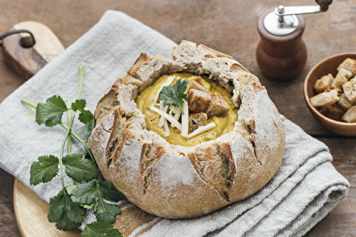 Soupe de petits légumes Florette en bol de pain