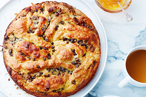 Babka express au yaourt, orange et aux pépites de chocolat