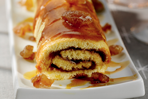 Bûche à la crème de marrons et aux pommes caramélisées