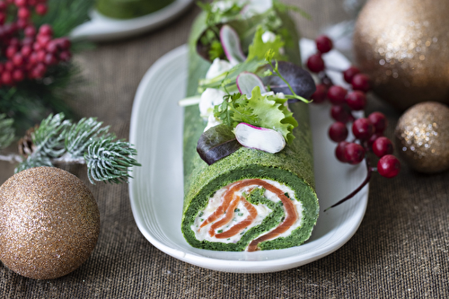 Bûche aux épinards Florette, saumon, fromage ail et fine herbes et ciboulette fraîche